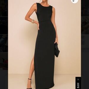 Lulus Significant Allure Black Slinky Knit Ruched Maxi Dress - Size S